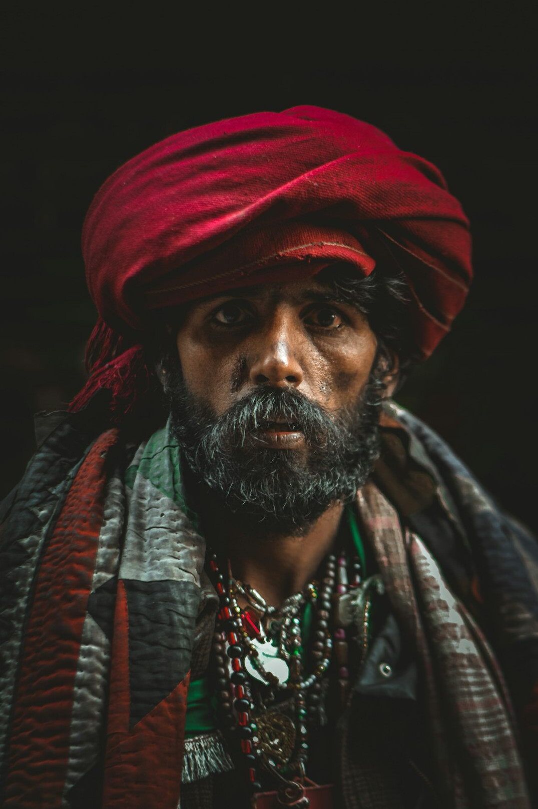 Portrait of a bearded man looking at the camera