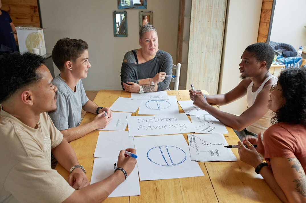 diverse group in communication workshop