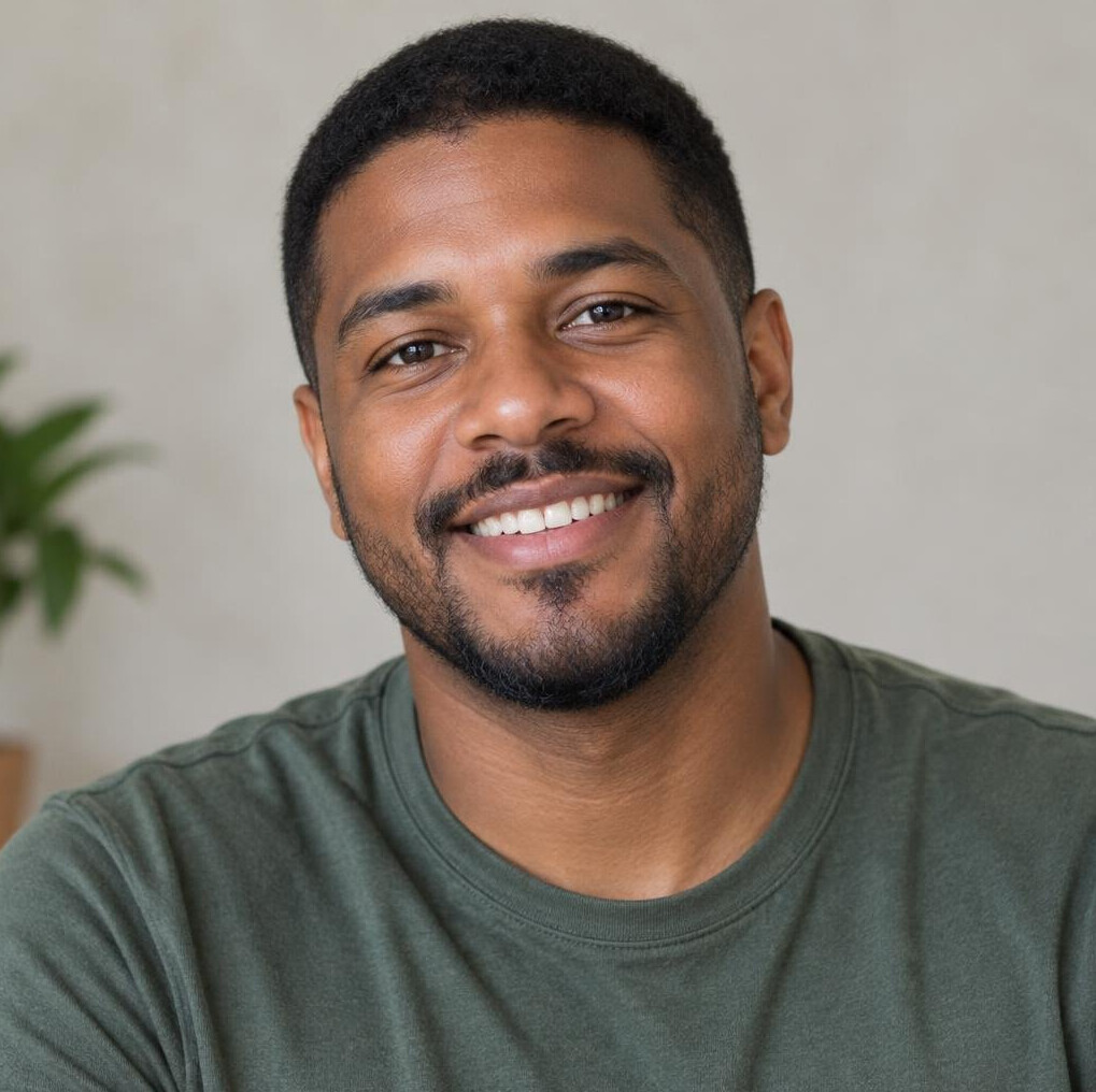 Smiling man portrait outdoors